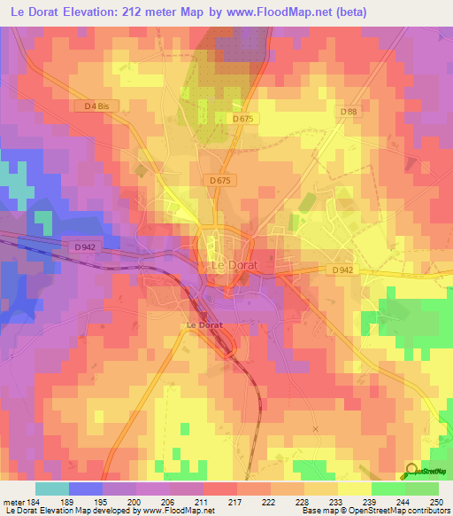 Le Dorat,France Elevation Map