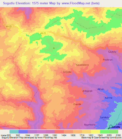 Sogutlu,Turkey Elevation Map