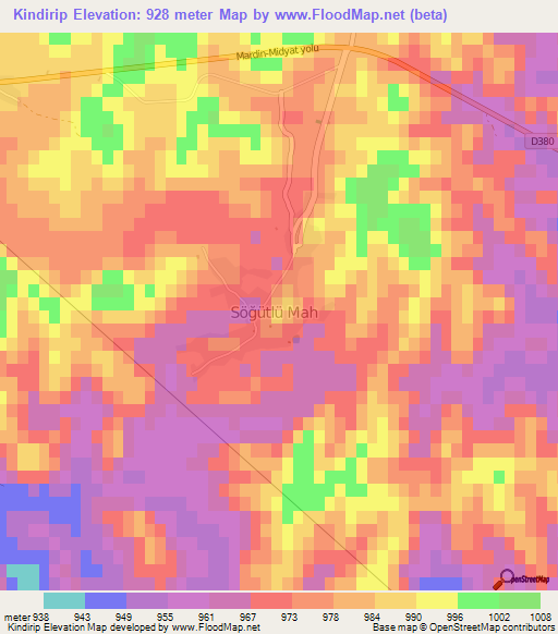 Kindirip,Turkey Elevation Map