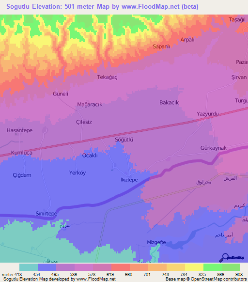 Sogutlu,Turkey Elevation Map