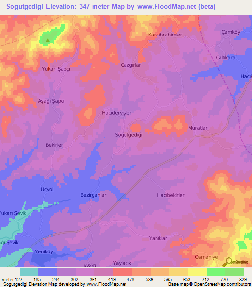 Sogutgedigi,Turkey Elevation Map