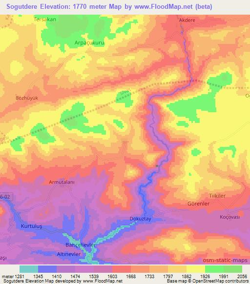 Sogutdere,Turkey Elevation Map