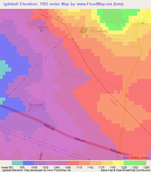 Igdebeli,Turkey Elevation Map