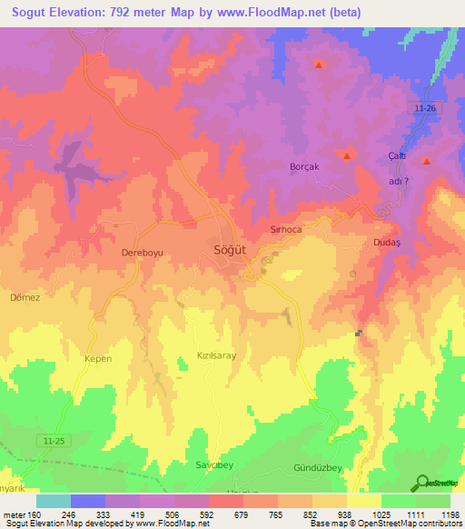 Sogut,Turkey Elevation Map