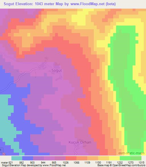 Sogut,Turkey Elevation Map