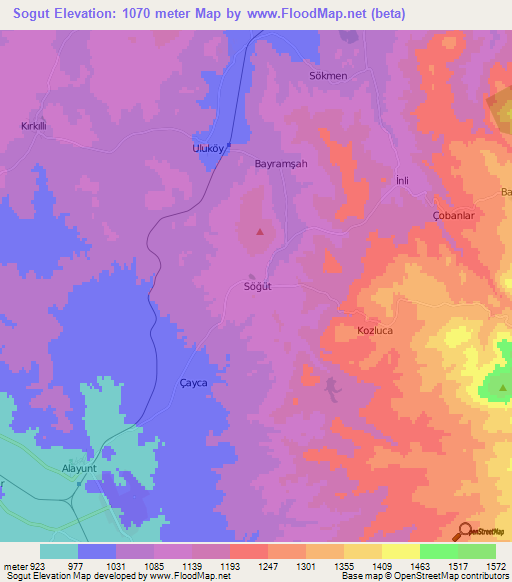 Sogut,Turkey Elevation Map