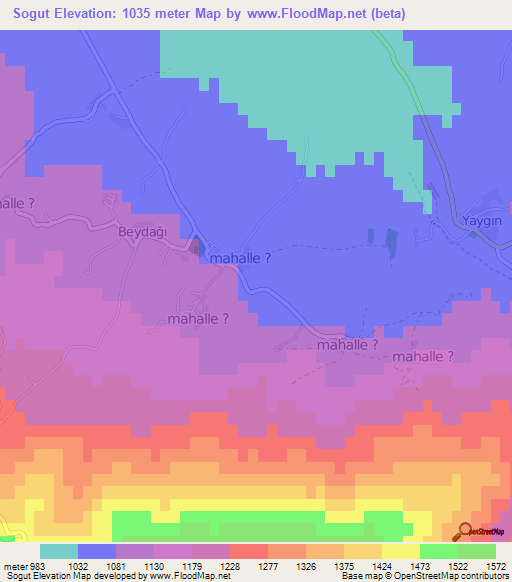 Sogut,Turkey Elevation Map