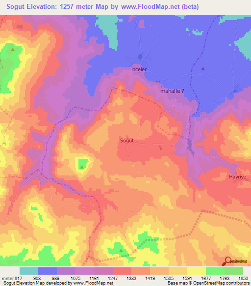 Sogut,Turkey Elevation Map