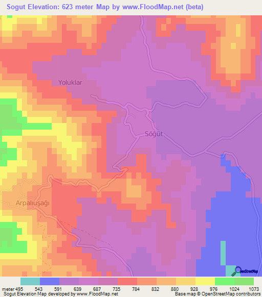 Sogut,Turkey Elevation Map