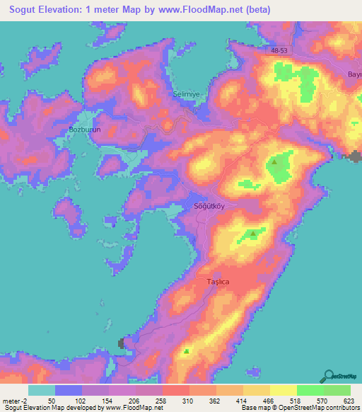 Sogut,Turkey Elevation Map