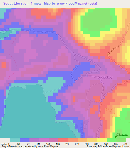 Sogut,Turkey Elevation Map