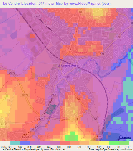 Le Cendre,France Elevation Map