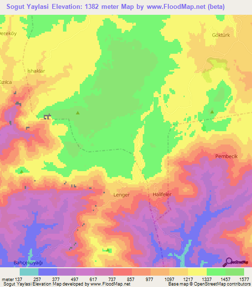 Sogut Yaylasi,Turkey Elevation Map