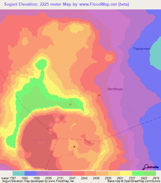 Sogurt,Turkey Elevation Map