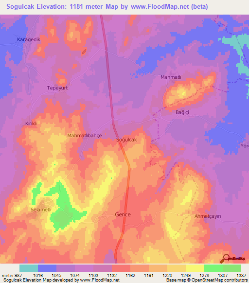 Sogulcak,Turkey Elevation Map