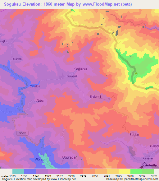 Soguksu,Turkey Elevation Map