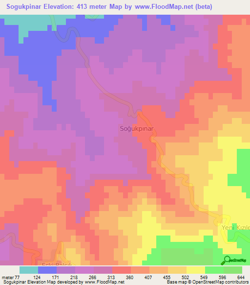 Sogukpinar,Turkey Elevation Map