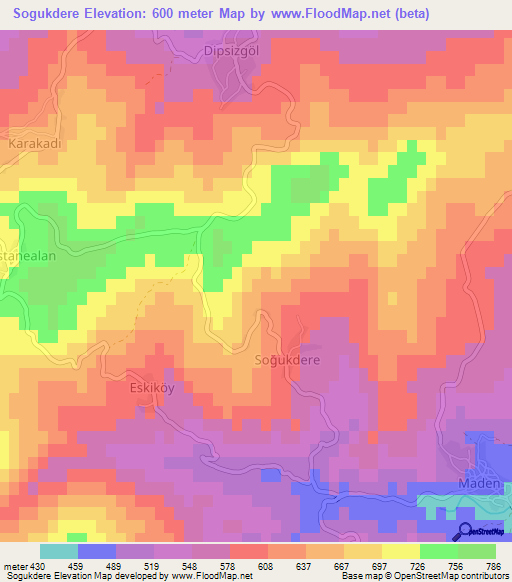 Sogukdere,Turkey Elevation Map