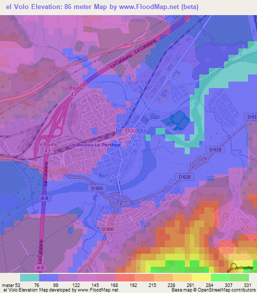 el Volo,France Elevation Map