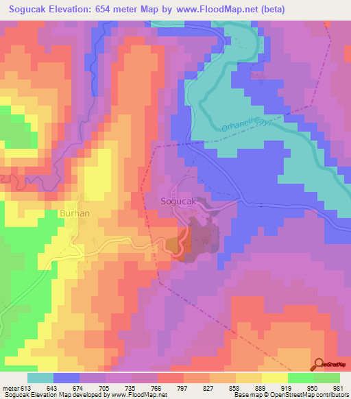 Sogucak,Turkey Elevation Map