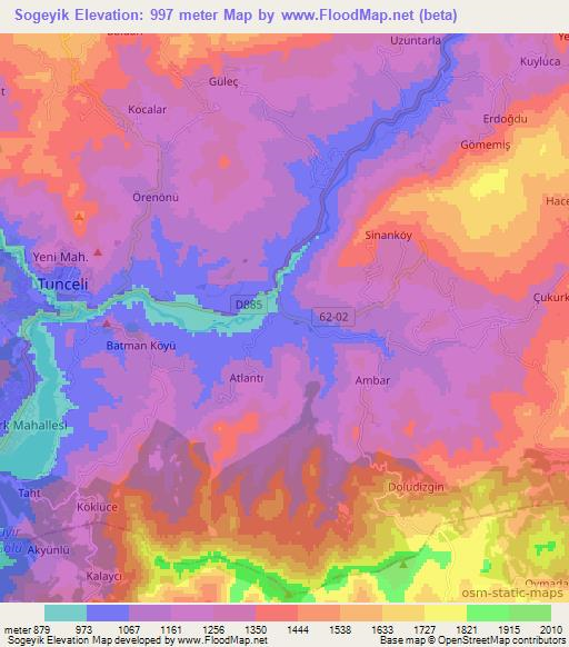 Sogeyik,Turkey Elevation Map