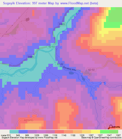 Sogeyik,Turkey Elevation Map