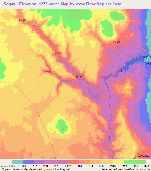 Soganli,Turkey Elevation Map