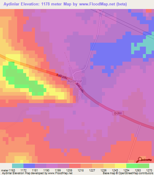 Aydinlar,Turkey Elevation Map