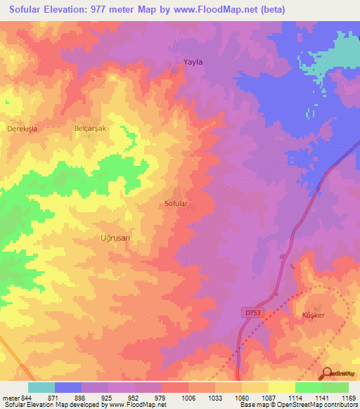 Sofular,Turkey Elevation Map