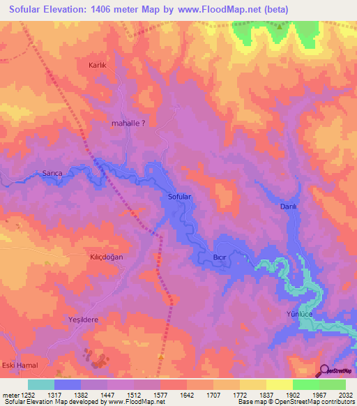 Sofular,Turkey Elevation Map