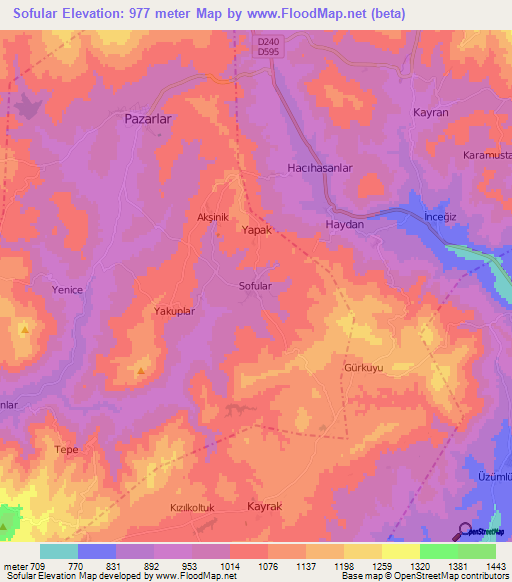 Sofular,Turkey Elevation Map