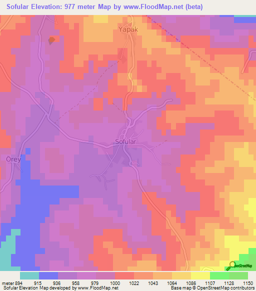 Sofular,Turkey Elevation Map