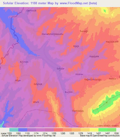 Sofular,Turkey Elevation Map