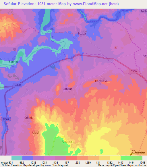 Sofular,Turkey Elevation Map