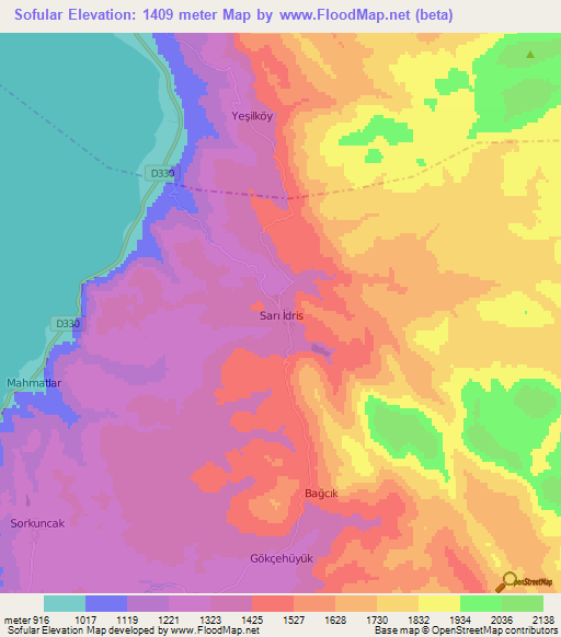 Sofular,Turkey Elevation Map