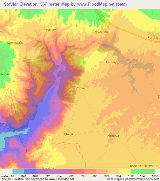 Sofular,Turkey Elevation Map