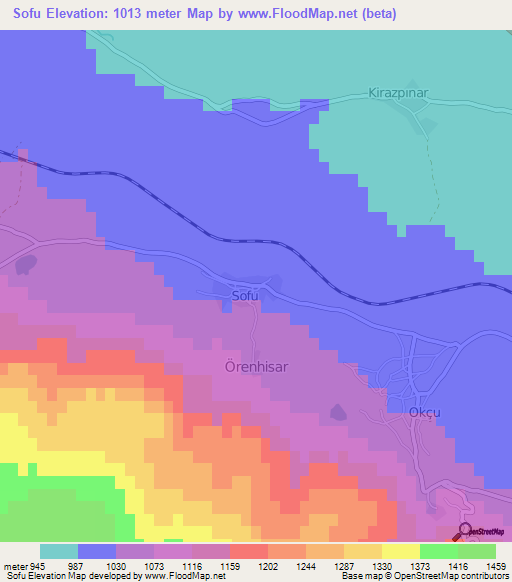 Sofu,Turkey Elevation Map