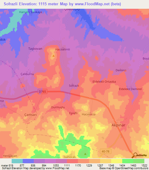 Sofrazli,Turkey Elevation Map