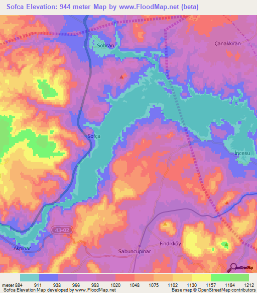 Sofca,Turkey Elevation Map