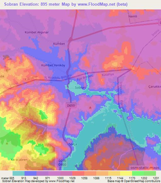 Sobran,Turkey Elevation Map