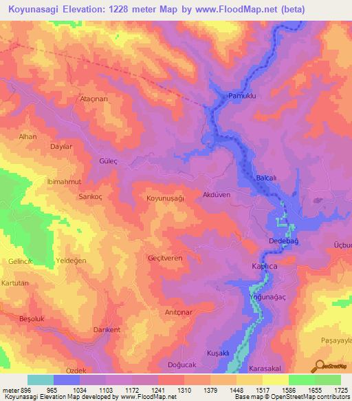 Koyunasagi,Turkey Elevation Map