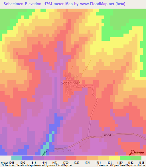 Sobecimen,Turkey Elevation Map