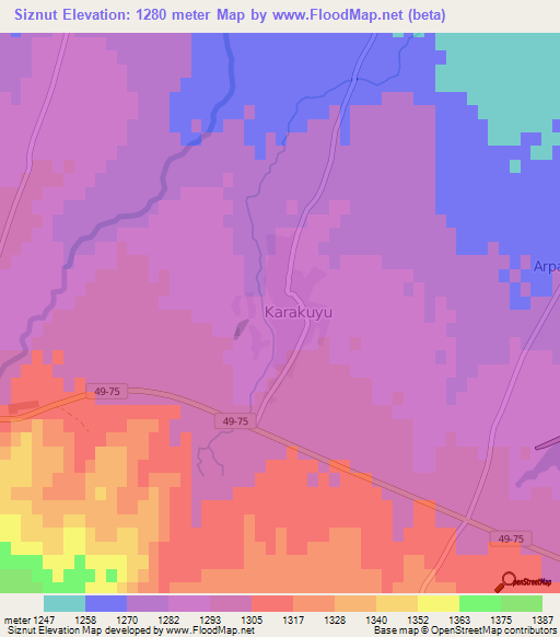 Siznut,Turkey Elevation Map