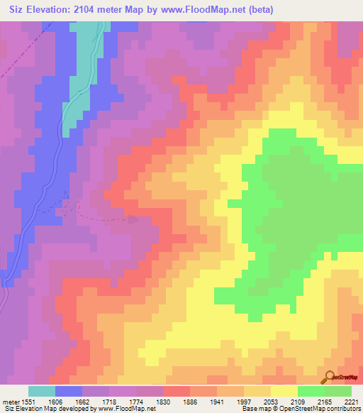 Siz,Turkey Elevation Map