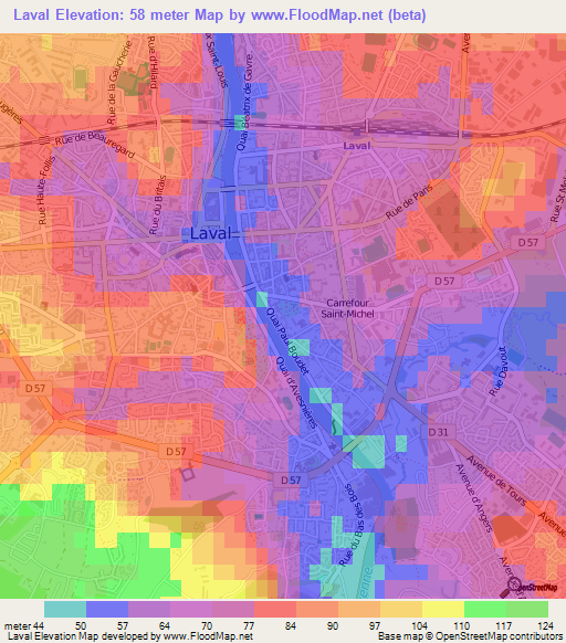 Laval,France Elevation Map