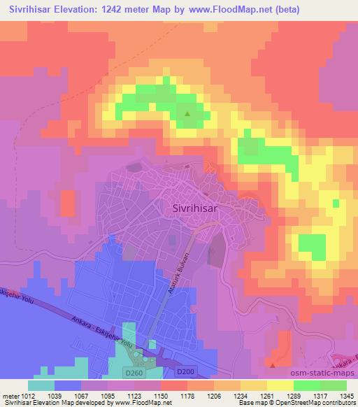 Sivrihisar,Turkey Elevation Map