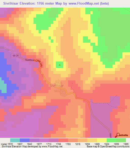 Sivrihisar,Turkey Elevation Map