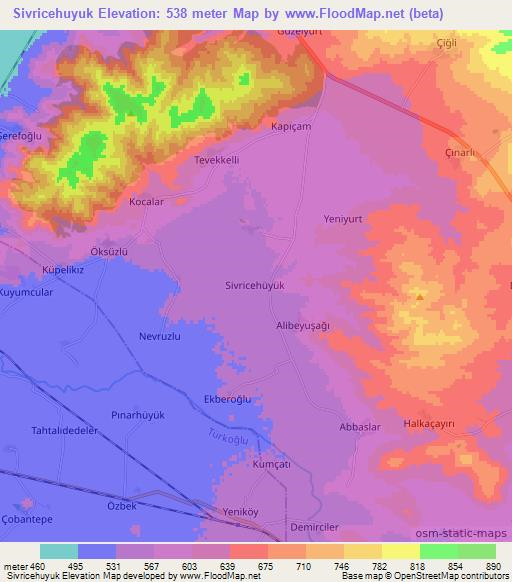 Sivricehuyuk,Turkey Elevation Map