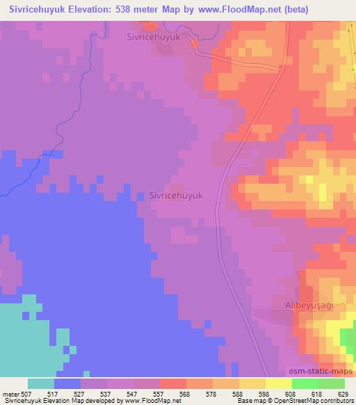 Sivricehuyuk,Turkey Elevation Map