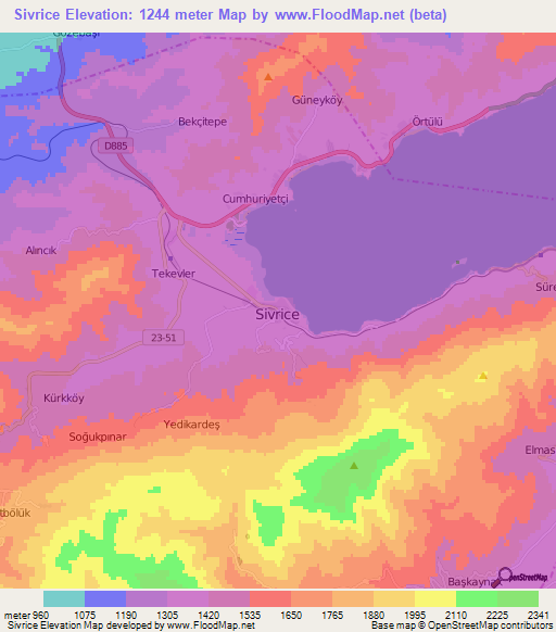 Sivrice,Turkey Elevation Map